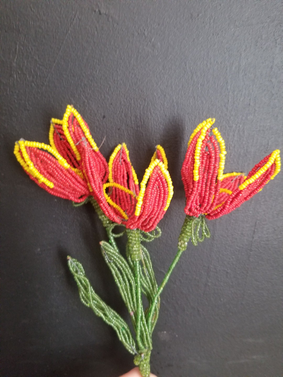 French Antique Glass Beaded Flower Stem for Funeral Wreath Making Etsy