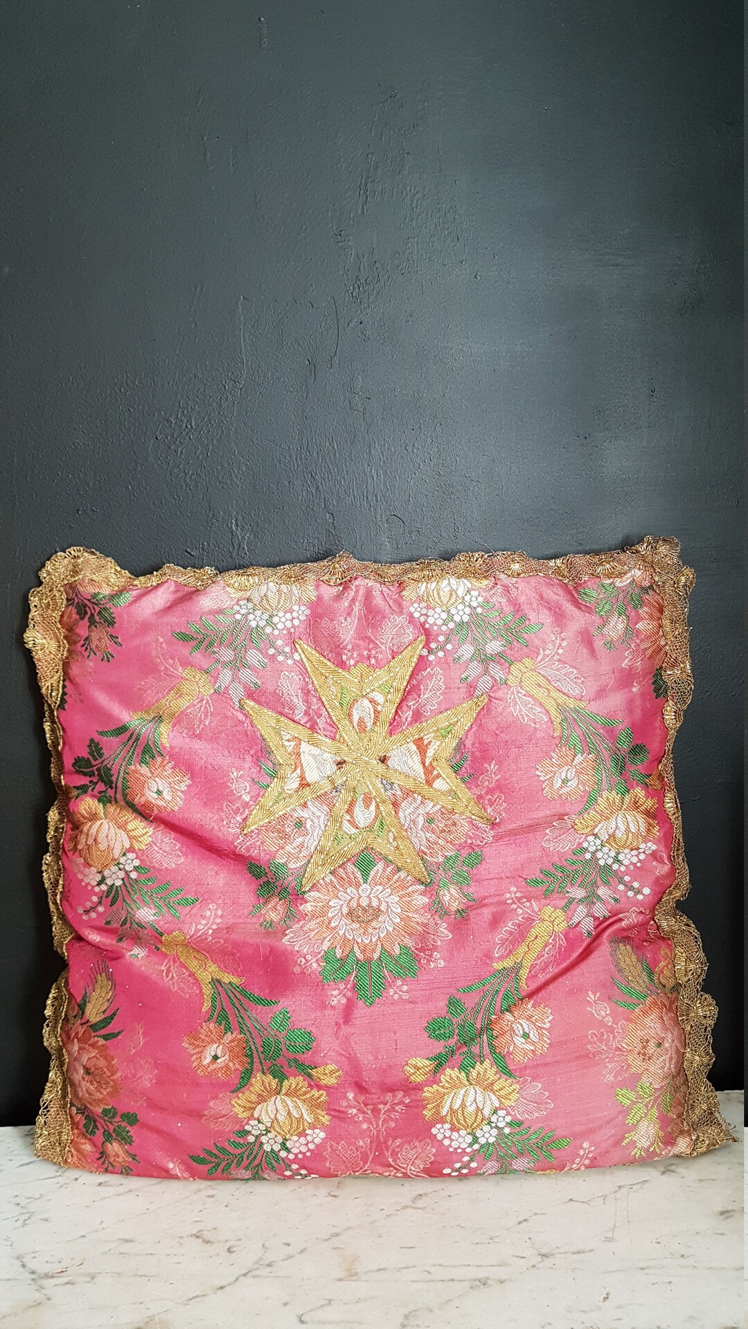Pillow Made of French Antique Church Vestment. Gold Lace Etsy