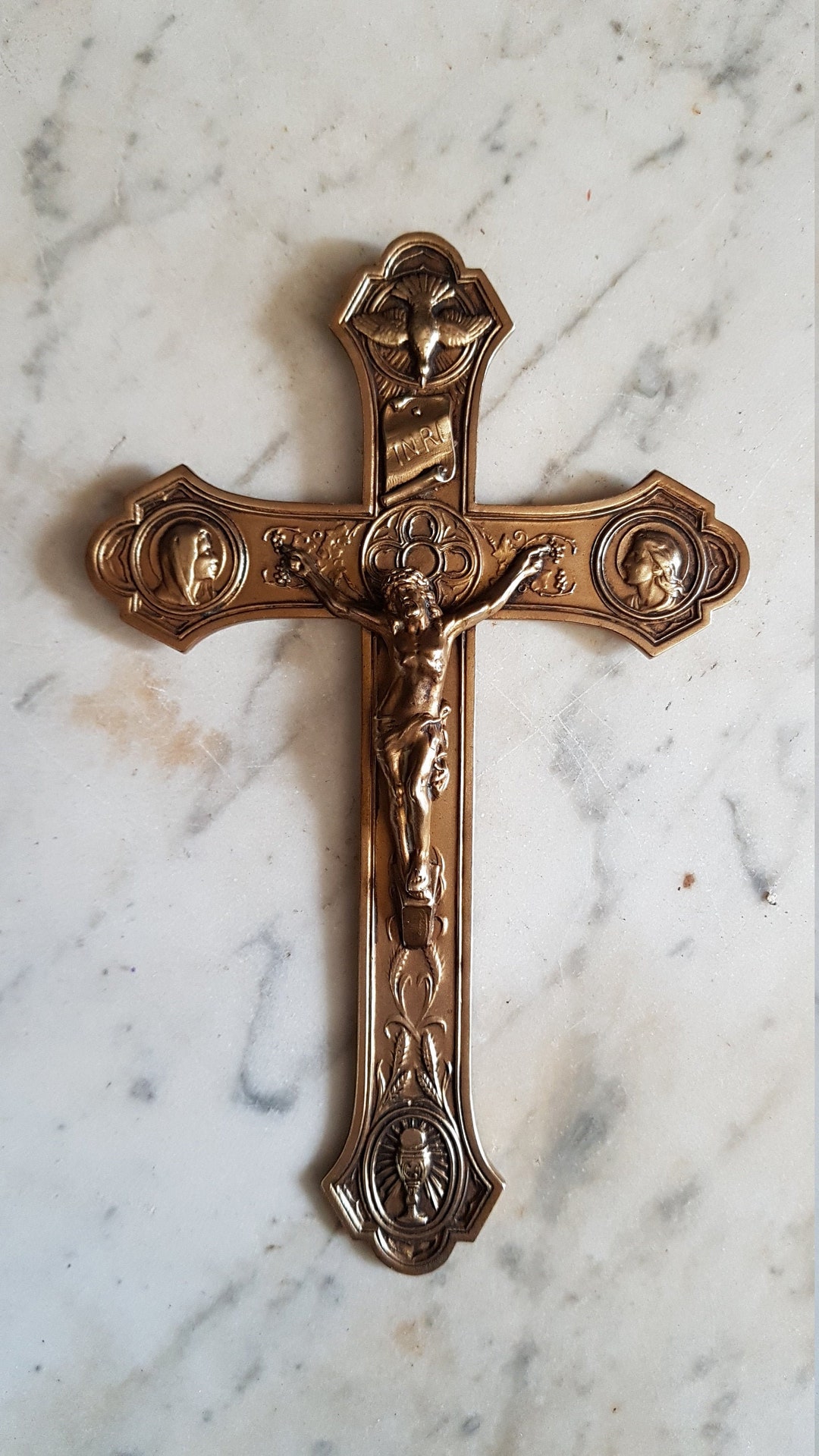 French Antique Wall Cross With Holy Spirit as a Dove. Etsy