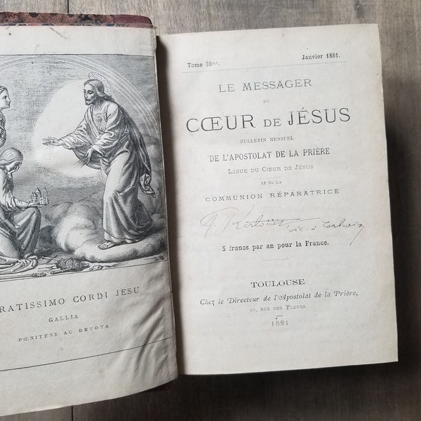Livre ancien 'Messager du coeur de Jésus'. Wälzer 39 janvier 1881