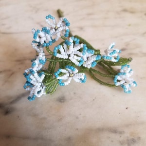 French antique glass beaded flower stem for funeral wreath making