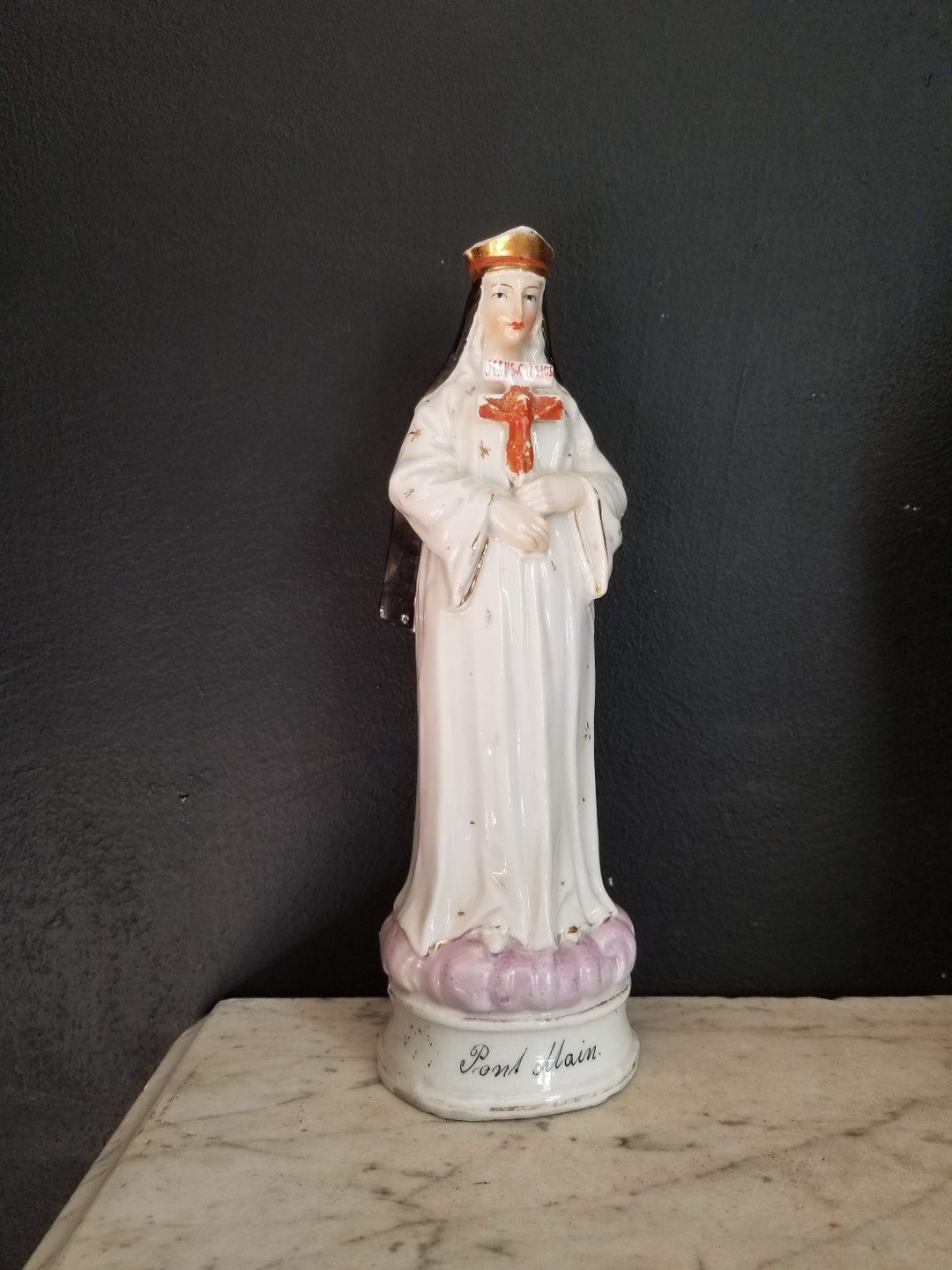 Our Lady of Pontmain Statue. Antique Porcelain Figurine Virgin Etsy