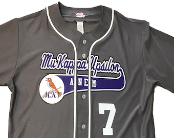 Make Your Own Sorority or Fraternity Custom Baseball Jerseys Graphite Grey with White Piping | See Description for Other Colors