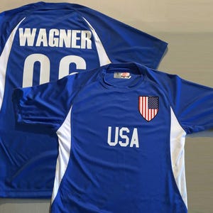 USA Soccer Jersey Customized in Lightweight Mesh with Personalized Player Name and Number Print image 1