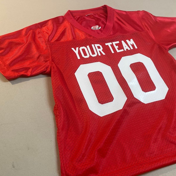 Custom Football Jersey Throwback Replica Fan Shirt | Black, Scarlet Red, White, Royal Blue, or Navy Blue with Your Names and Numbers