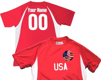 Custom USA Soccer Jersey: Personalized Name and Number Athletic Shirt