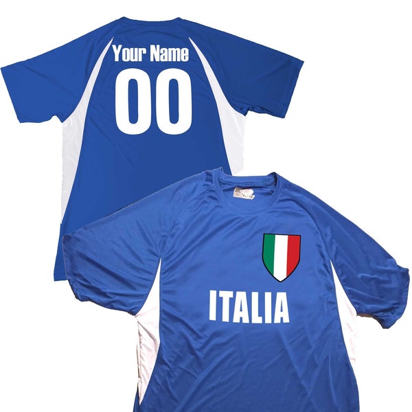 Italia Soccer Jersey Italian Shield Design Customized with Your Names and Numbers in Your choice of Popular Colors