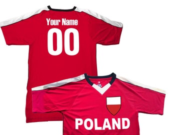 Custom Poland Soccer Jersey Design with Colorful Poland Shield Design on Front, Customized with your Name and Number on Back