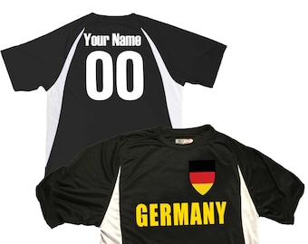 Personalised German Football Hoodie - Custom Name & Number, Deutschland Flag Retro Fan Hoodie