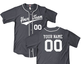 Slanted Triangle Logo 6 Button Baseball Team Jersey with Piping, Personalized with your Team, Player Name, Numbers, Designed with your text