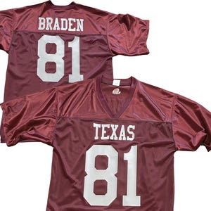 Maroon Red Football Fan Jersey, Authentic Heatset Vinyl, Logos, Sleeve Number, Artwork, Name, Number