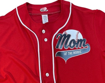 Mom of the Rookie, Button Up Real Baseball Jersey, Authentic pro style, Any Family Member, Dad, Sister, Brother, Your Name Number on back