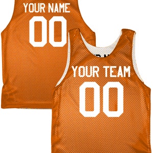 Orange Black White | Custom Reversible Basketball Jersey | Tricot Mesh 2 Sided Orange-White