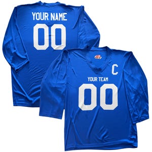 Camiseta de hockey personalizada con nombre y número para jóvenes y adultos. Regalo ideal. Impresión económica en vinilo. Royal Full Print