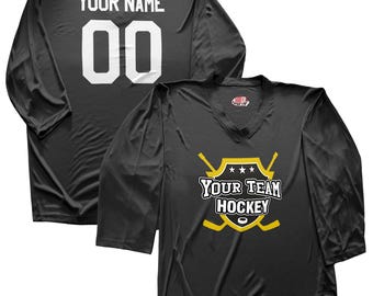 Custom Hockey Jersey – Large Front Logo, Free Design for Your Team, Personalized Name & Number