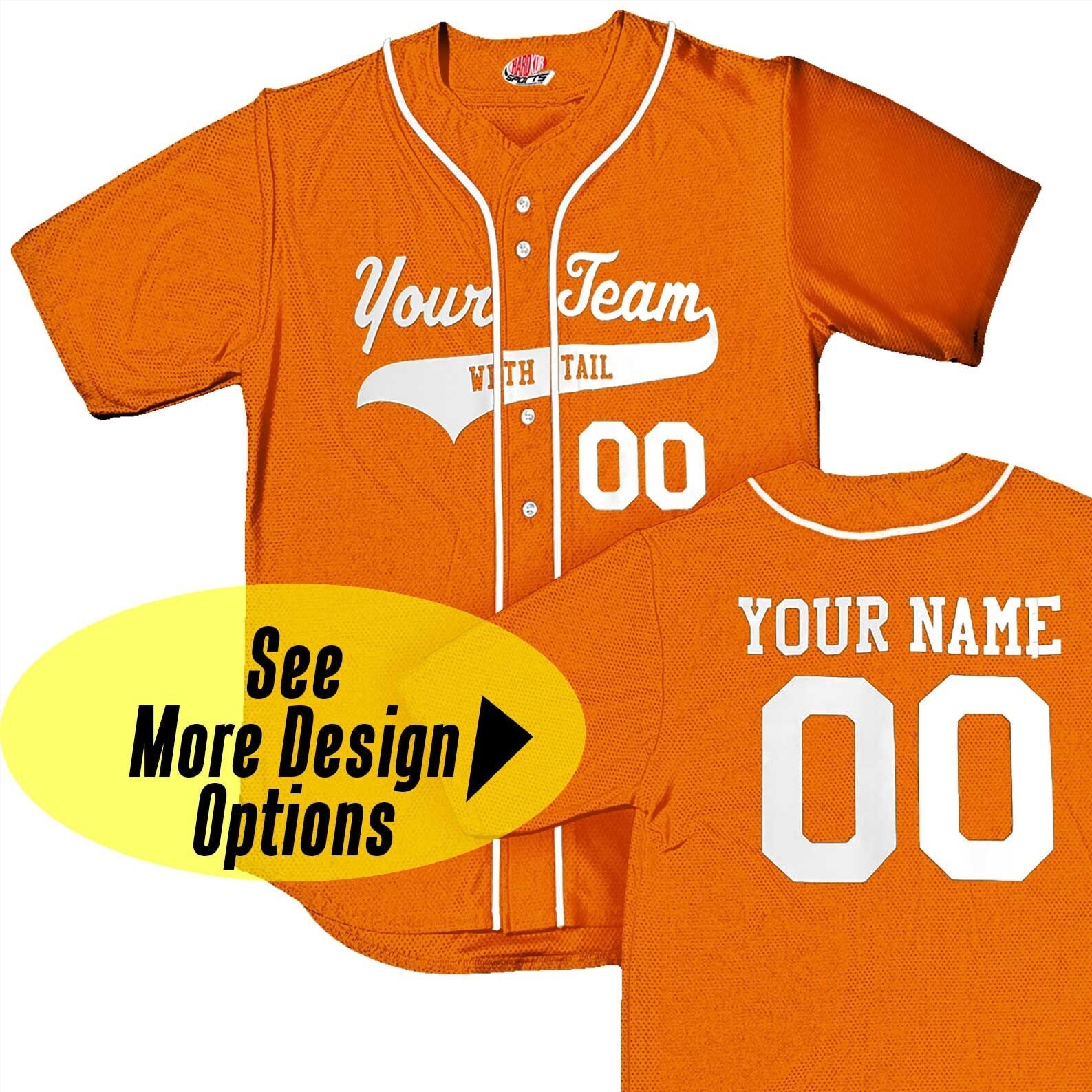 Custom Orange Baseball Jersey With White Piping. Personalized