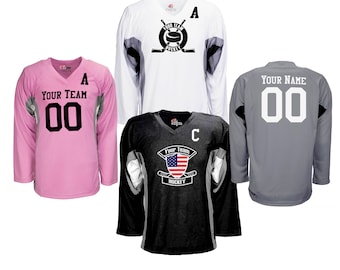 Custom Hockey Jersey Black and White Personalized with Your Team, Your Player Name and Player Numbers