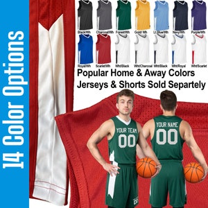 Custom Basketball Jerseys Red, Black, White and Blue Home and Away Old School Style includes Team Name, Player Name and Player Number image 10