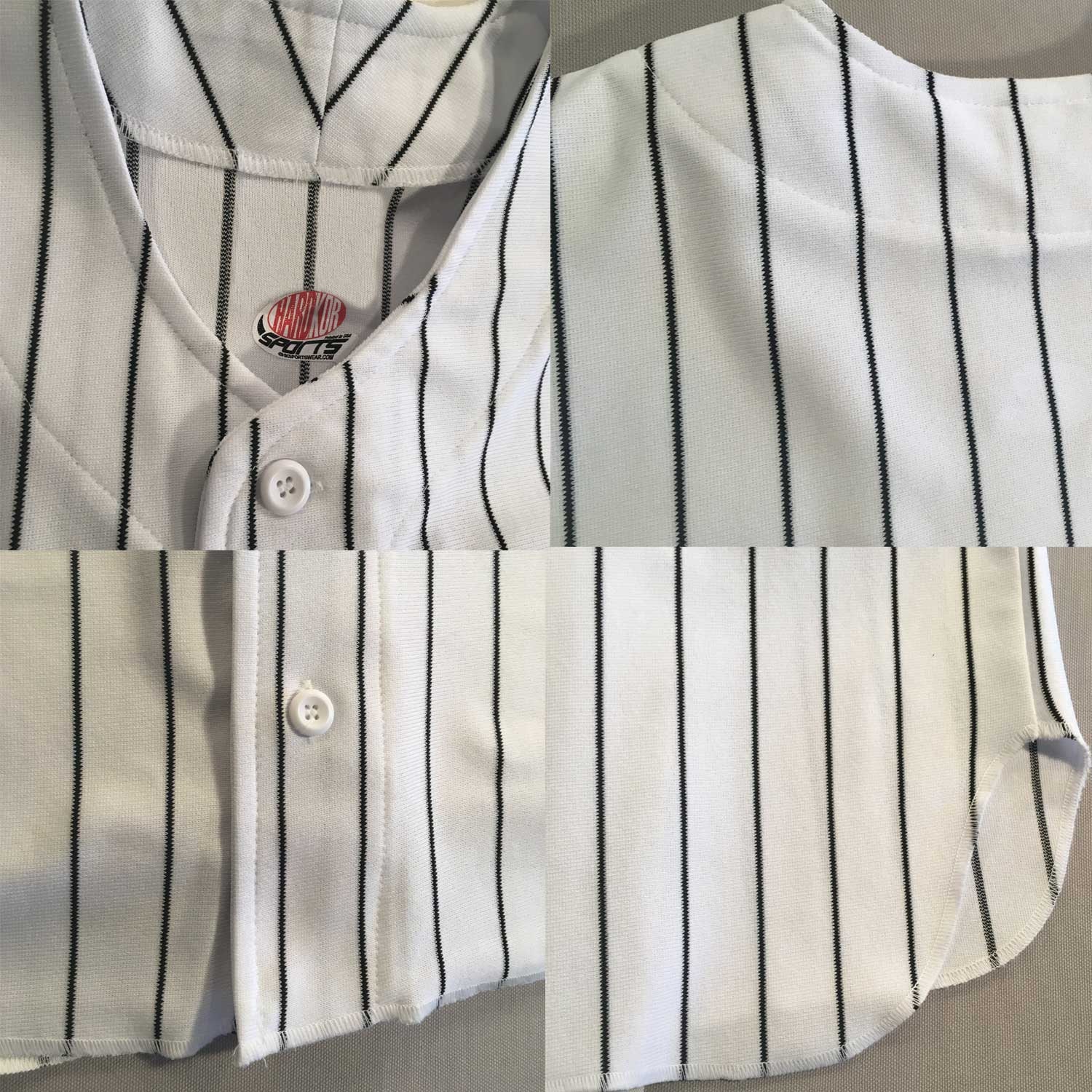 Custom Pinstriped Baseball Jersey Full Button Down White 