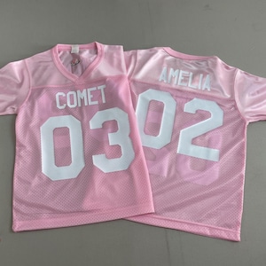 Custom Awareness Pink Football Jersey, Real Glitter Gold, Glitter Silver, Retro Vinyl Letters, Numbers