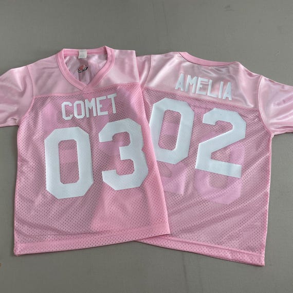 Custom Awareness Pink Football Jersey, Real Glitter Gold, Glitter Silver, Retro Vinyl Letters, Numbers