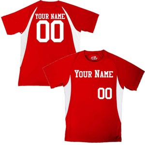 Customized Moisture Wicking Baseball Jersey with Team Name, Player Name and Your Numbers scarlet-white