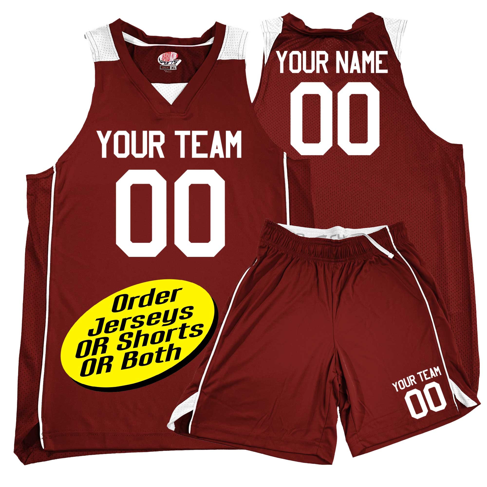 Custom Men's Basketball Practice Jersey with Matching Shorts Red / L
