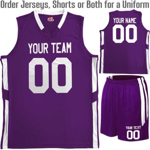 purple and white basketball jersey