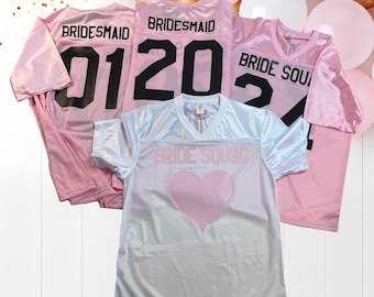 Custom Pink Football Jersey for Wedding  Personalized Save the Date, Bachelorette Party, Guest Signing Keepsake