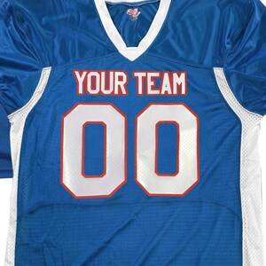 Custom Pro Fit Football Jersey, Personalized Name Number, Red White Blue Fan Apparel Roy-Wht-Red|Front