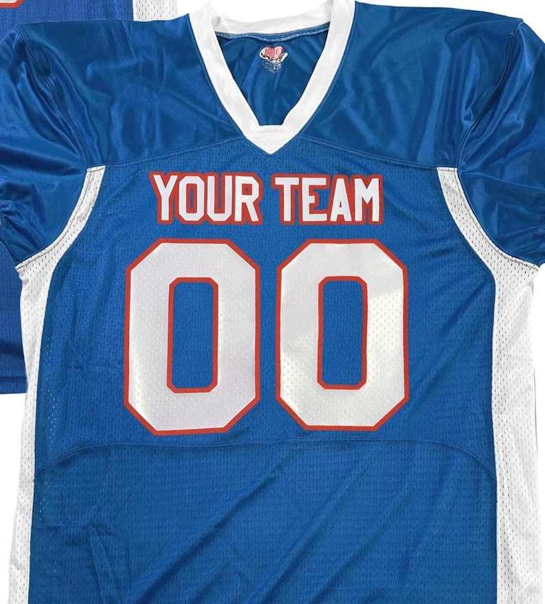 Custom Pro Fit Football Jersey, Personalized Name Number, Red White Blue Fan Apparel Roy-Wht-Red|Front