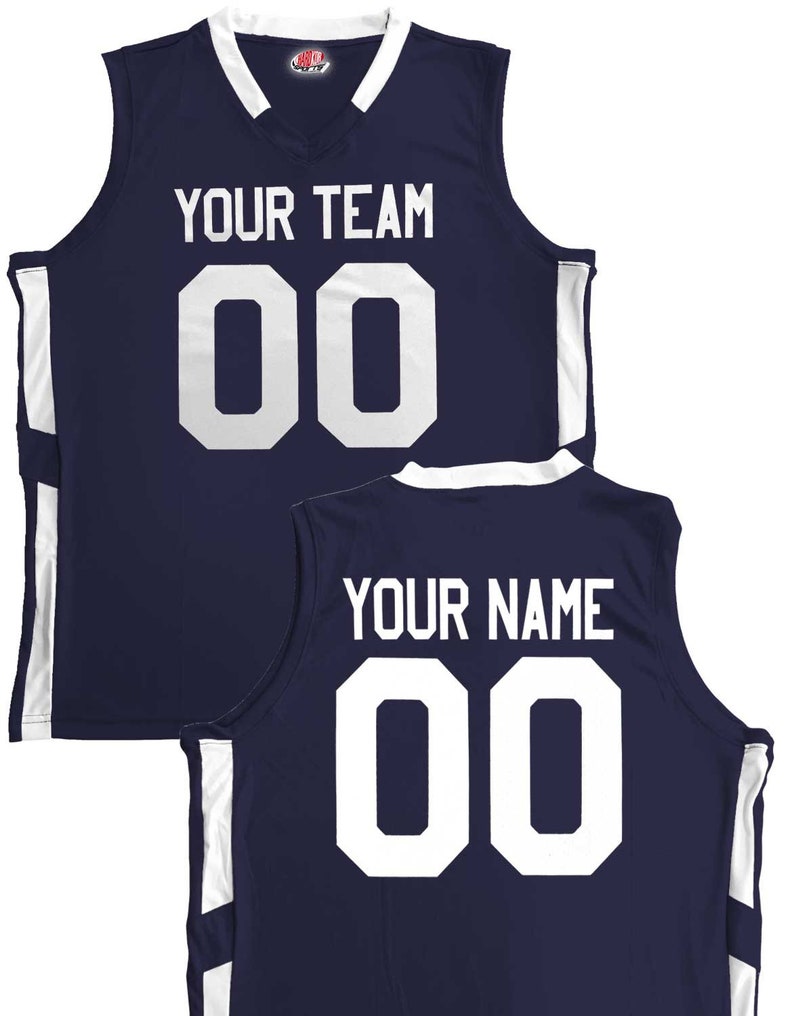 Custom Basketball Jerseys Navy Blue & White Order Custom Etsy