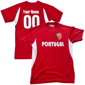 Portugal Soccer Jersey Shield Design Customized with Your Names and Numbers in Your choice of Popular Colors