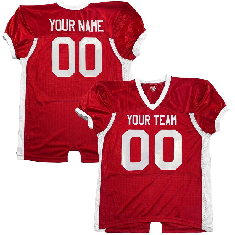 Custom Pro Fit Football Jersey, Personalized Name Number, Red White Blue Fan Apparel Red-White