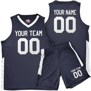 Custom Basketball Jerseys Red, Black, White and Blue Home and Away Old School Style includes Team Name, Player Name and Player Number image 5