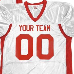 Custom Pro Fit Football Jersey, Personalized Name Number, Red White Blue Fan Apparel White-Red|Front Only