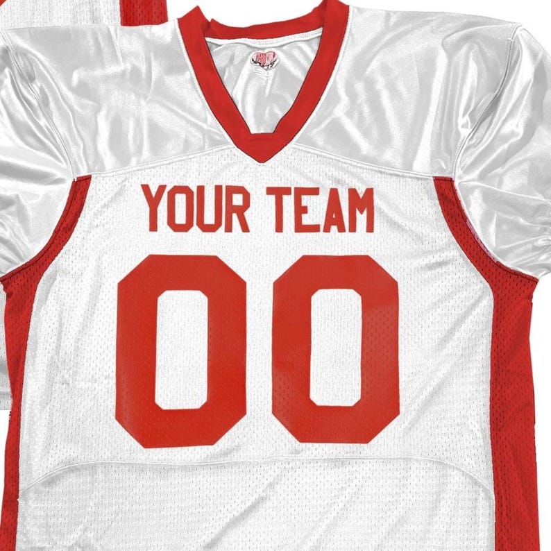 Custom Pro Fit Football Jersey, Personalized Name Number, Red White Blue Fan Apparel White-Red|Front Only