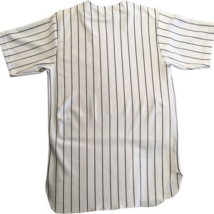 Custom Pinstriped Baseball Jersey Full Button Down, White with Black Pinstripes Personalized Jersey with your Team, Player, Numbers image 8