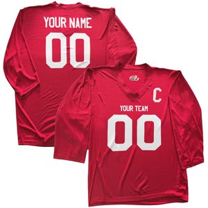 Camiseta de hockey personalizada con nombre y número para jóvenes y adultos. Regalo ideal. Impresión económica en vinilo. Red Full Print