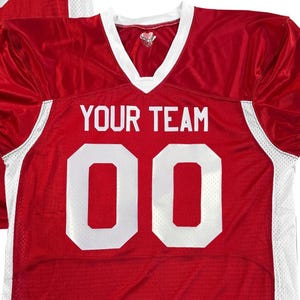 Custom Pro Fit Football Jersey, Personalized Name Number, Red White Blue Fan Apparel Red-White|Front Only