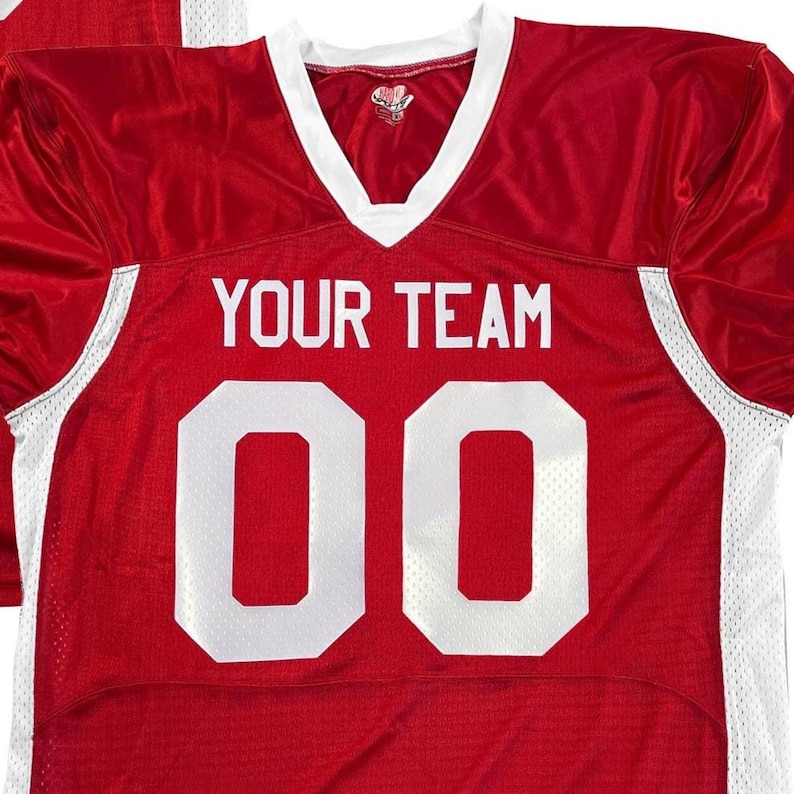 Custom Pro Fit Football Jersey, Personalized Name Number, Red White Blue Fan Apparel Red-White|Front Only