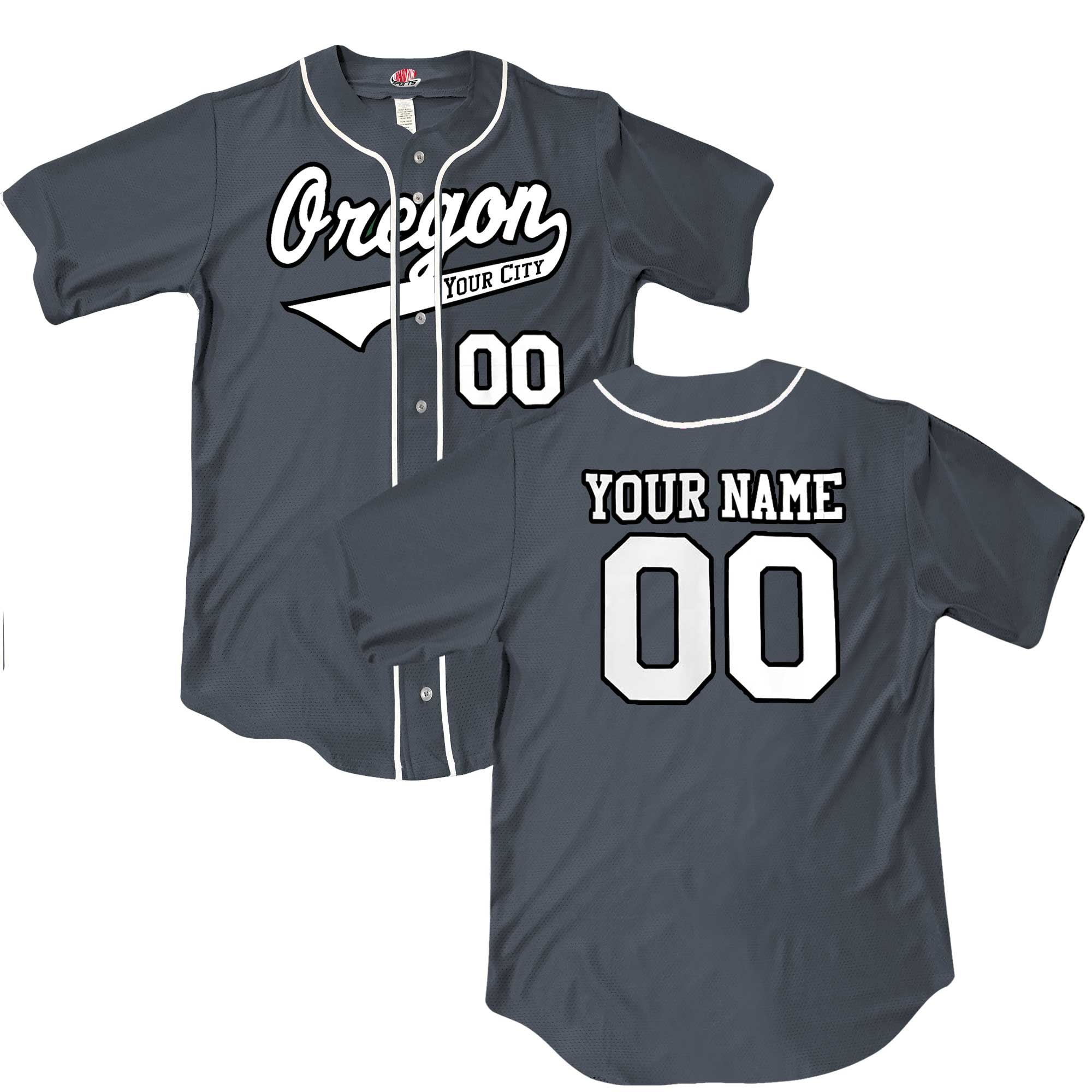 Custom Oregon Baseball Jersey Dark Green or Graphite Grey Personalized with Your City Your Name and Numbers Choice of Print Options Etsy