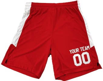 Men's Custom Basketball Shorts, Contrasting Mesh Side Stripe, Personalized Names and Numbers, Matches Jersey for Team Uniform