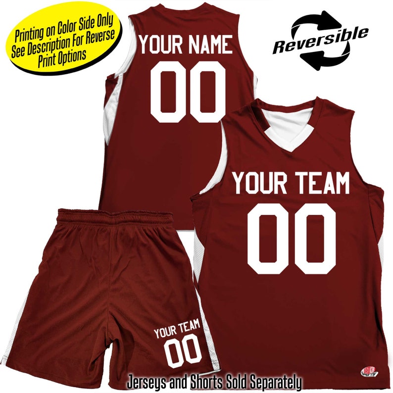 Customized Economical Reversible Contrast V-Neck Basketball Jersey Printing on Main Color Side Only Reversible Shorts Sold Separately image 7