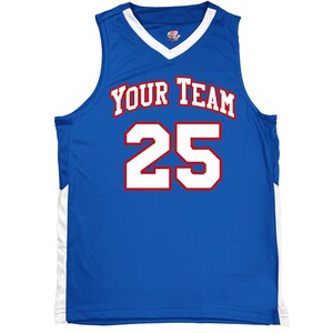 Personalized Red, White and Royal Blue Basketball Jersey - Fan Edition, Hoops Jersey - Custom Name & Number Basketball Shirt Patriotic USA