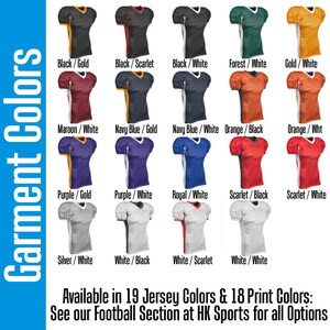 Available in 19 popular team colors. Real football jerseys printed in authentic vinyl print