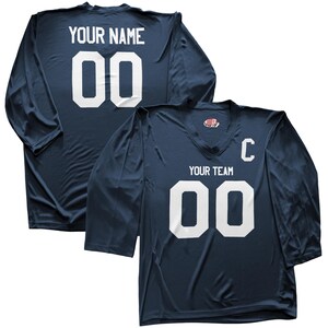 Camiseta de hockey personalizada con nombre y número para jóvenes y adultos. Regalo ideal. Impresión económica en vinilo. Navy Blue Full Print