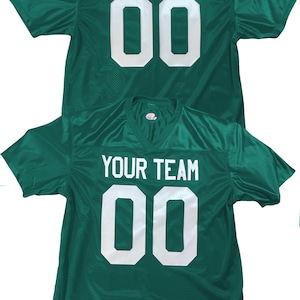Dark Forest Green Custom Football Jersey, Fan Replica Throwback Shirt, Names and Numbers, Logos, Designs, Authentic Sports Vinyl Printing