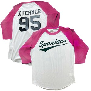 3/4 Sleeve Baseball Cotton Baseball T, Personalized, Team Colors, Raglan, Softball Henley T-Shirt