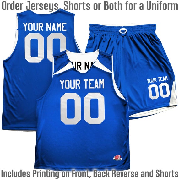 Blue White Orange Adult Youth Reversible Basketball Uniforms